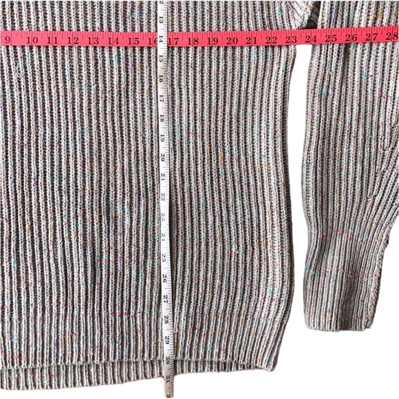 Free People | Cozy Oversized Cowl Neck Chunky Knit Sweater Grey w/ Rainbow Spec - Picture 9 of 13